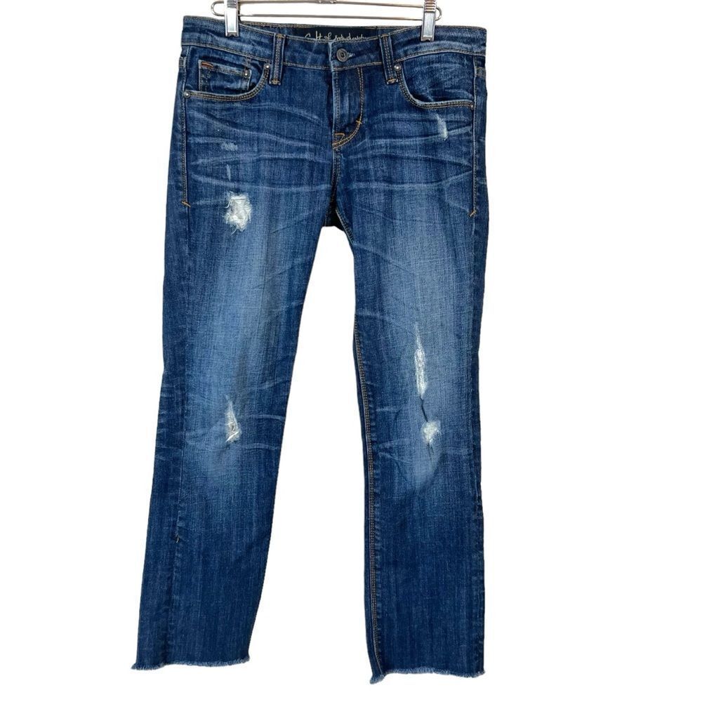 Cult of Individuality Distressed Raw Hem Straight Leg Jeans Style 712-1090